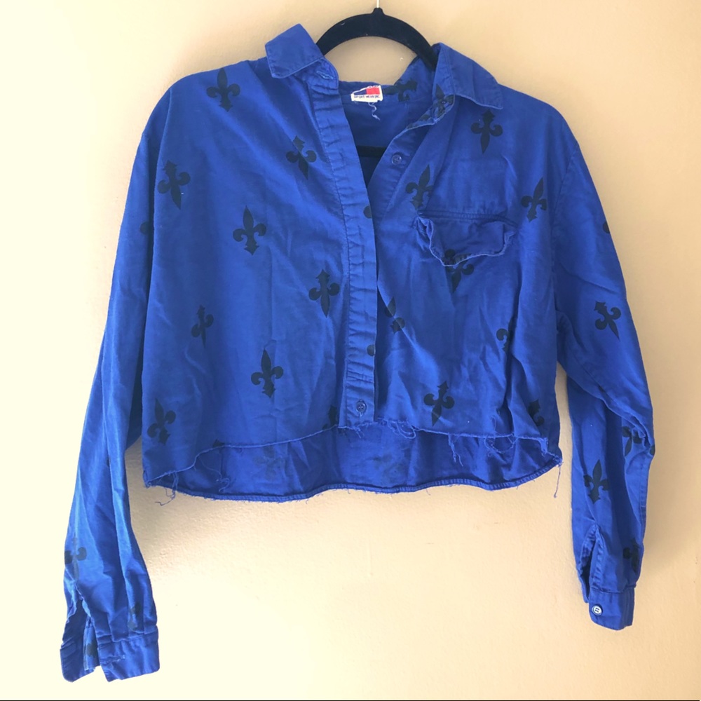 Cropped Blue Button Up - Picture 3 of 7
